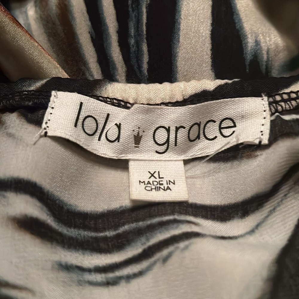 LOLA AND GRACE SLIP DRESS NWOT BLACK/GRAY/BLUE WATER COLOR DRESS SIZE XL MIDI - Picture 6 of 7